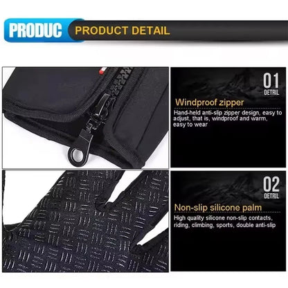 Men'S Autumn and Winter Cold Resistant Bicycle Gloves Warm Outdoor Sports Running Camping Skiing Gloves Motorcycle