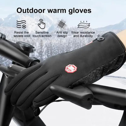 Men'S Autumn and Winter Cold Resistant Bicycle Gloves Warm Outdoor Sports Running Camping Skiing Gloves Motorcycle